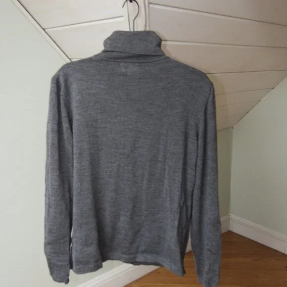 100% Merino Wool Gray Turtleneck Made in Italy Antonella Womens Size L - Picture 8 of 12